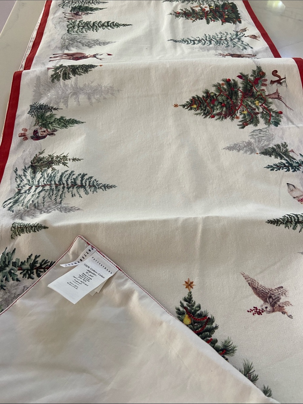 Holiday Pine Tree Table Runner in Cream and Green… New